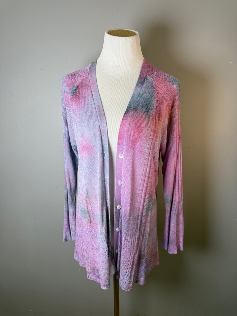 Pastel Tie-Dye Lightweight Cardigan - Pink & Lavender